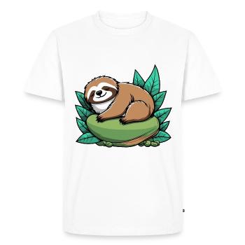 Sleeping Sloth Illustration - Men's Premium Organic T-Shirt - white - Front - Nico (187cm)