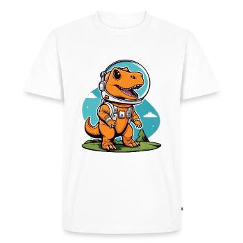 Illustration d’astronaute dinosaure - T-shirt Premium bio Homme - blanc - Devant - Nico (187cm)