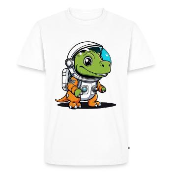 Illustration d’astronaute dinosaure - T-shirt Premium bio Homme - blanc - Devant - Nico (187cm)