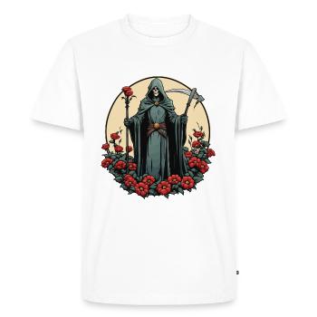 Illustration de fleurs de la Faucheuse - T-shirt Premium bio Homme - blanc - Devant - Nico (187cm)