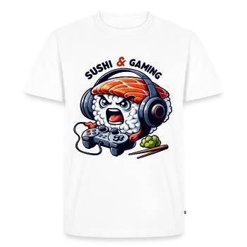 Sushi playing video games - Men's Premium Organic T-Shirt - white - Front - Nico (187cm)