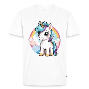 Illustration de licorne - T-shirt Premium bio Homme - blanc - Devant - Nico (187cm)