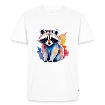 Illustration aquarelle de raton laveur - T-shirt Premium bio Homme - blanc - Devant - Nico (187cm)