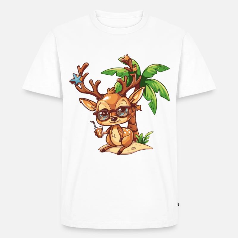 Hirsch Sommer Strand Urlaub - Männer Premium Bio T-Shirt - Weiß