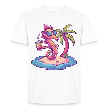 Vacances d’été à la plage Seahorse - T-shirt Premium bio Homme - blanc - Devant - Nico (187cm)