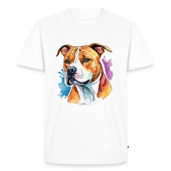 American Staffordshire Terrier Aquarelles - T-shirt Premium bio Homme - blanc - Devant - Nico (187cm)