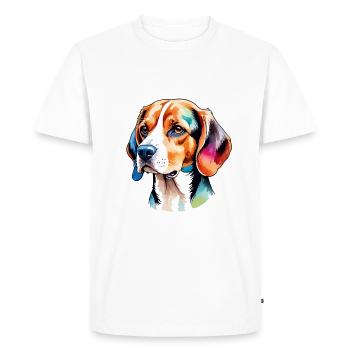 Beagle Aquarelles - T-shirt Premium bio Homme - blanc - Devant - Nico (187cm)