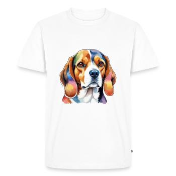 Beagle Aquarelles - T-shirt Premium bio Homme - blanc - Devant - Nico (187cm)
