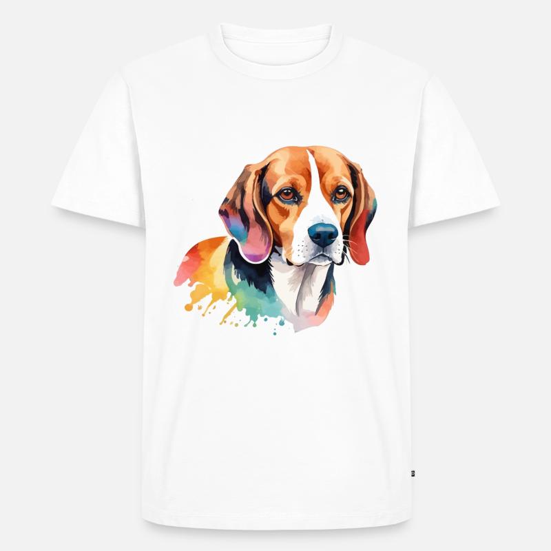 Beagle Wasserfarben - Männer Premium Bio T-Shirt - Weiß