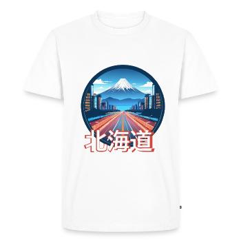 Hokkaido Serene Sunset - Men's Premium Organic T-Shirt - white - Front - Nico (187cm)
