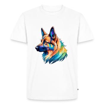 German Shepherd Watercolor - Men's Premium Organic T-Shirt - white - Front - Nico (187cm)