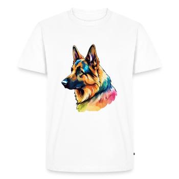 German Shepherd Watercolor - Men's Premium Organic T-Shirt - white - Front - Nico (187cm)