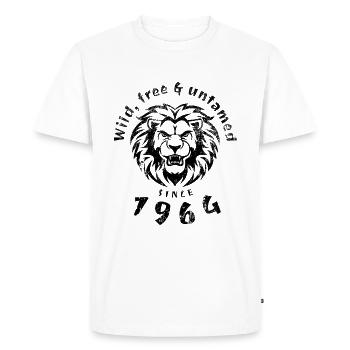 60e anniversaire Sauvage, libre et indompté depuis 1964 - T-shirt Premium bio Homme - blanc - Devant - Nico (187cm)