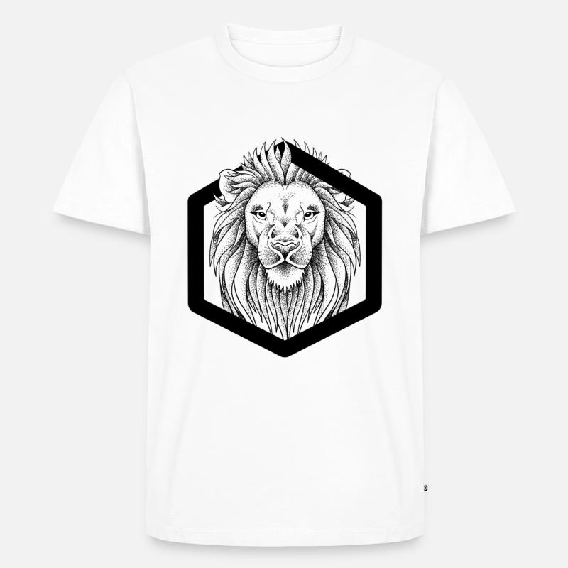Löwe Dotwork - Männer Premium Bio T-Shirt - Weiß
