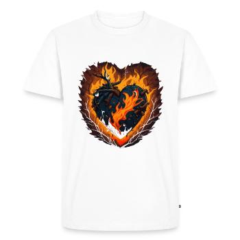 Flaming Love : un cœur ludique fait de feu - T-shirt Premium bio Homme - blanc - Devant - Nico (187cm)