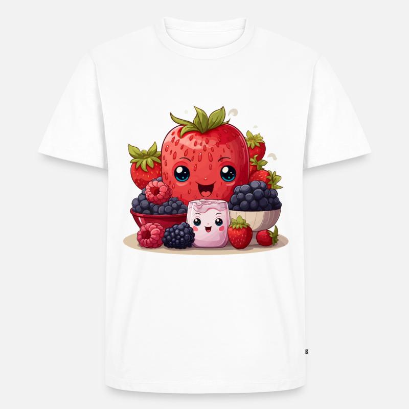 Beeren-Glückseligkeit - Männer Premium Bio T-Shirt - Weiß