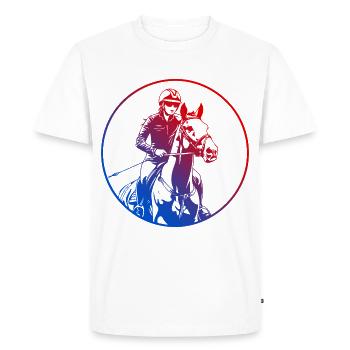 Silhouette de cheval d’équitation coloré - T-shirt Premium bio Homme - blanc - Devant - Nico (187cm)