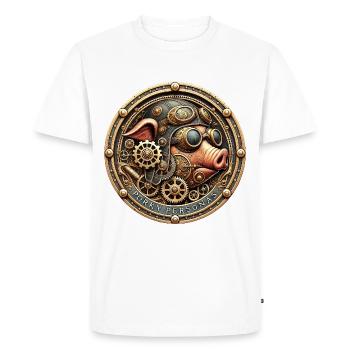 Des personnages de porc. Personnages de cochon amusants Steampunk - T-shirt Premium bio Homme - blanc - Devant - Nico (187cm)