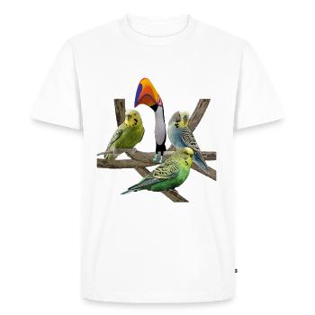 Budgerigars - Men's Premium Organic T-Shirt - white - Front - Nico (187cm)