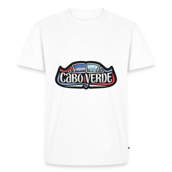 Cabo Verde Drapeau Voyage Souvenir Autocollant Badge Logo - T-shirt Premium bio Homme - blanc - Devant - Nico (187cm)