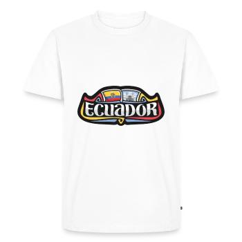 Logo de l’autocollant souvenir de voyage du drapeau de l’Équateur - T-shirt Premium bio Homme - blanc - Devant - Nico (187cm)