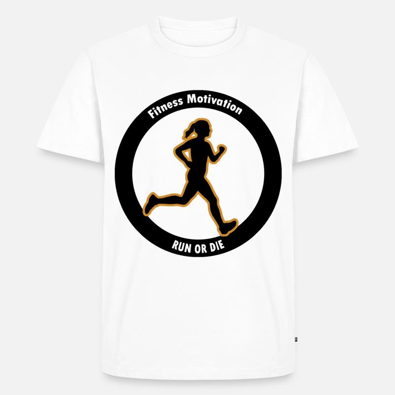 Fitness Motivation. Lauf oder Stirb - Männer Premium Bio T-Shirt - Weiß