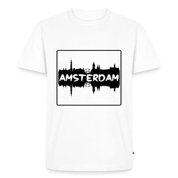 Amsterdam Pays-Bas Skyline Silhouette Travel So - T-shirt Premium bio Homme - blanc - Devant - Nico (187cm)