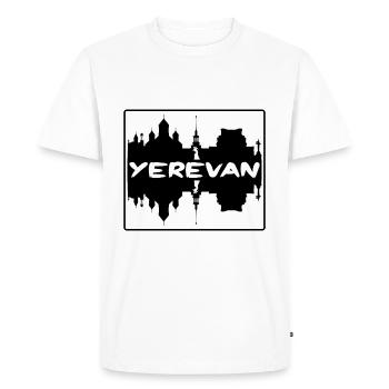 Yerevan Armenia Skyline Silhouette Travel Souvenir - Men's Premium Organic T-Shirt - white - Front - Nico (187cm)