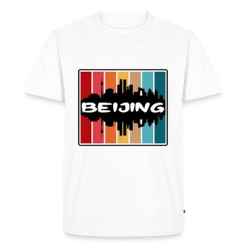 Beijing Chine Skyline Silhouette Voyage Souvenir - T-shirt Premium bio Homme - blanc - Devant - Nico (187cm)