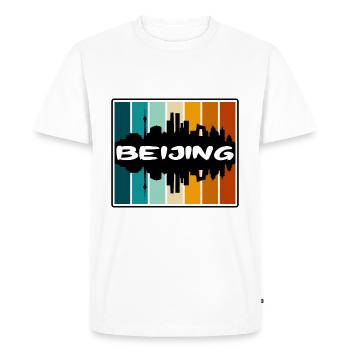 Beijing Chine Skyline Silhouette Voyage Souvenir - T-shirt Premium bio Homme - blanc - Devant - Nico (187cm)