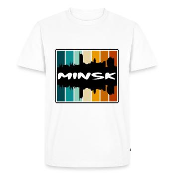 Minsk Belarus Skyline Silhouette Travel Souvenir - Men's Premium Organic T-Shirt - white - Front - Nico (187cm)