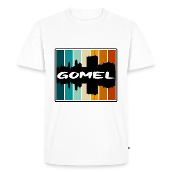 Gomel Belarus Skyline Silhouette Travel Souvenir - Men's Premium Organic T-Shirt - white - Front - Nico (187cm)