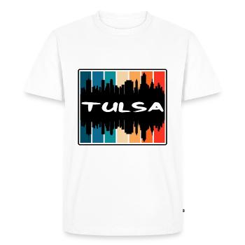 Tulsa Oklahoma États-Unis Skyline Silhouette Souve de voyage - T-shirt Premium bio Homme - blanc - Devant - Nico (187cm)