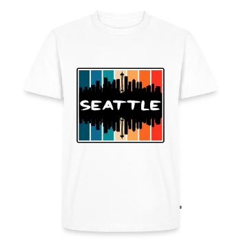 Seattle Washington États-Unis Skyline Silhouette Voyage S - T-shirt Premium bio Homme - blanc - Devant - Nico (187cm)