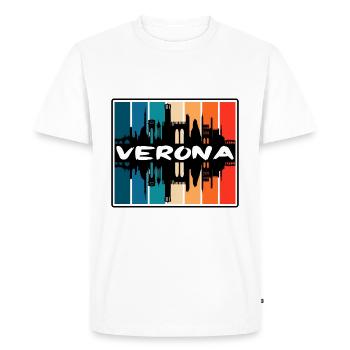 Vérone Italie Skyline Silhouette Souvenir de voyage - T-shirt Premium bio Homme - blanc - Devant - Nico (187cm)