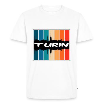 Turin Italy Skyline Silhouette Travel Souvenir - Men's Premium Organic T-Shirt - white - Front - Nico (187cm)