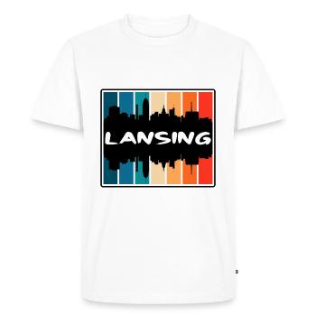 Lansing Michigan États-Unis Skyline Silhouette Voyage Sou - T-shirt Premium bio Homme - blanc - Devant - Nico (187cm)