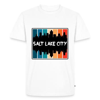Salt Lake City Utah États-Unis Skyline Silhouette Voyage - T-shirt Premium bio Homme - blanc - Devant - Nico (187cm)