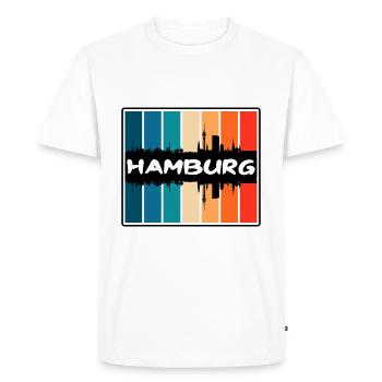 Hamburg Germany Skyline Silhouette Travel Souvenir - Men's Premium Organic T-Shirt - white - Front - Nico (187cm)