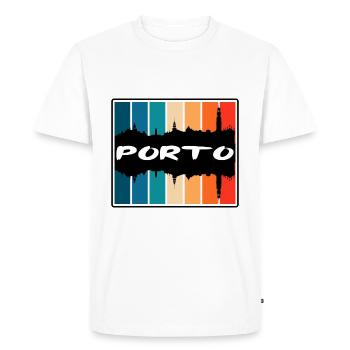 Porto Portugal Skyline Silhouette Souvenir de voyage - T-shirt Premium bio Homme - blanc - Devant - Nico (187cm)