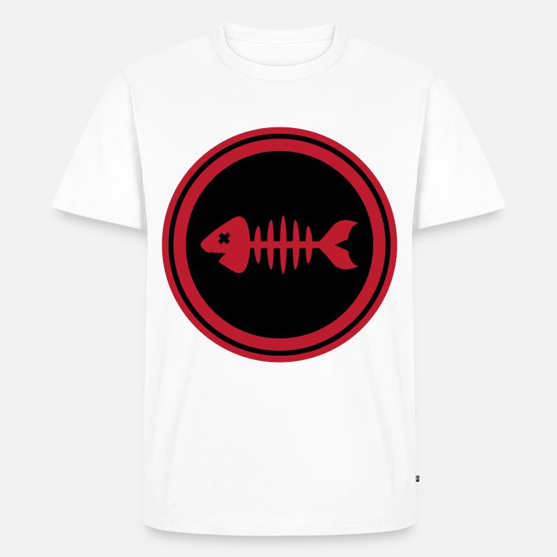 Fisch Symbol Knochen Gräte - Männer Premium Bio T-Shirt - Weiß