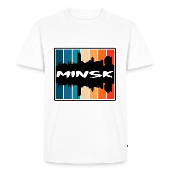 Minsk Belarus Skyline Silhouette Travel Souvenir - Men's Premium Organic T-Shirt - white - Front - Nico (187cm)