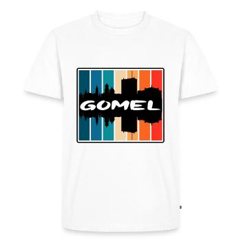 Gomel Belarus Skyline Silhouette Travel Souvenir - Men's Premium Organic T-Shirt - white - Front - Nico (187cm)