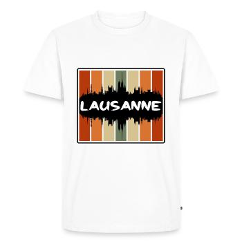 Lausanne Suisse Skyline Silhouette Travel Sou - T-shirt Premium bio Homme - blanc - Devant - Nico (187cm)