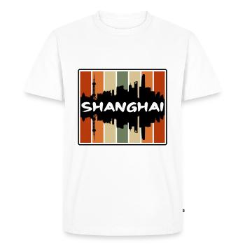 Shanghai Chine Skyline Silhouette Voyage Souvenir - T-shirt Premium bio Homme - blanc - Devant - Nico (187cm)