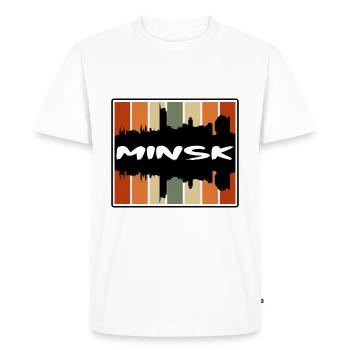 Minsk Belarus Skyline Silhouette Travel Souvenir - Men's Premium Organic T-Shirt - white - Front - Nico (187cm)
