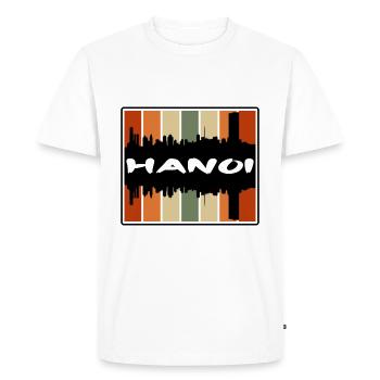 Hanoi Vietnam Skyline Silhouette Travel Souvenir - Men's Premium Organic T-Shirt - white - Front - Nico (187cm)