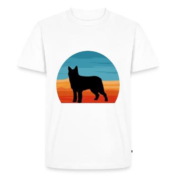 Bouvier Des Ardennes Chien Silhouette Rétro Coucher de Soleil - T-shirt Premium bio Homme - blanc - Devant - Nico (187cm)