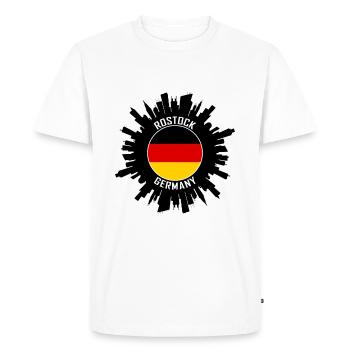 Rostock Skyline Allemagne Flag Souvenir de voyage - T-shirt Premium bio Homme - blanc - Devant - Nico (187cm)