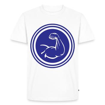 Arm muscles biceps - Men's Premium Organic T-Shirt - white - Front - Nico (187cm)